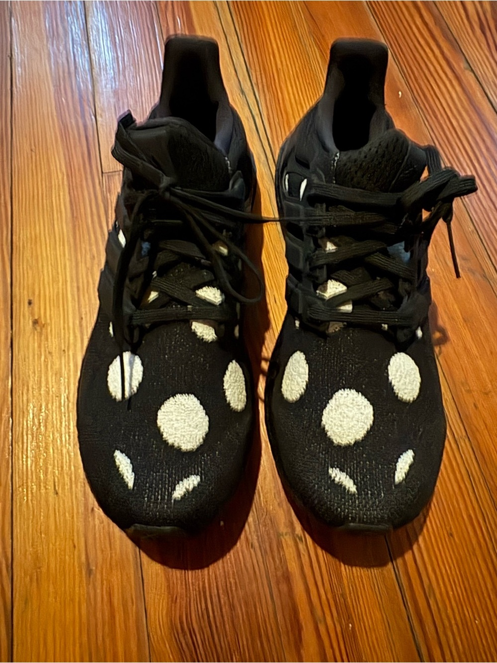 adidas Black Sneakers with White Polka Dot Accents